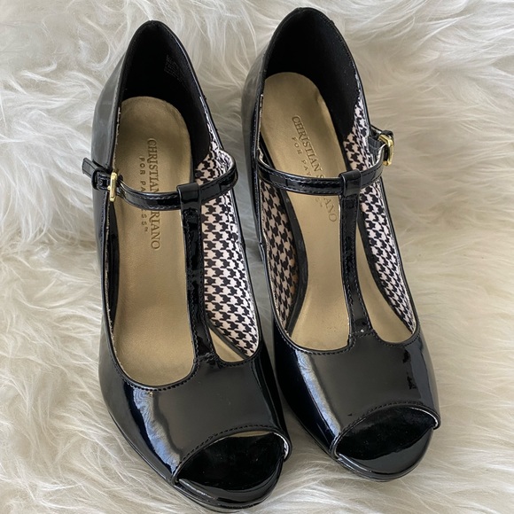 Christian Siriano Patent MaryJane Peep Toe Platform Heels - Picture 2 of 10